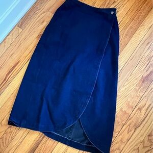 Vintage Denim Midi Wrap Skirt